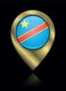 Flag of Democratic Republic of the Congo. Vector Sign and Icon. Location Symbol Shape. Gold