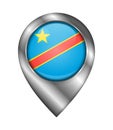 Flag of Democratic Republic of the Congo. Vector Sign and Icon. Location Symbol Shape. Silver