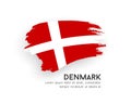 Flag of Denmark, brush stroke design isolated on white background Royalty Free Stock Photo