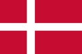 Flag of Denmark (Dannebrog). White cross on a red background.