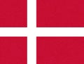 Flag of Denmark, Scandinavian northern country, isolated Danish banner with scratched texture, grunge.