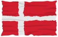 Flag of Denmark vector. Called Dannebrog by the Danes. National flag in grunge style.