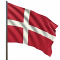 flag of Denmark waving in the wind on a white background 3d-rendering Royalty Free Stock Photo