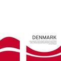 Flag of Denmark on a wavy white background. National poster design. State Danish patriotic banner, flyer. Flat style. Business Royalty Free Stock Photo