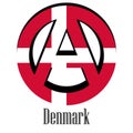 Flag of Denmark of the world in the form of a sign of anarchy Royalty Free Stock Photo