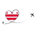 Flag District of Columbia Love Romantic travel Airplane air plane Aircraft Aeroplane flying fly jet airline line path