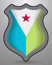 Flag of Djibouti. Vector Badge and Icon. Vertical Orientation Version