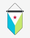 Flag of Djibouti. Vector Sign and Icon. Vertical Pennant. Vector