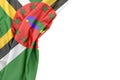Flag of Dominica in the corner on white background. Isolated. 3D illustration Royalty Free Stock Photo