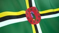 The flag of Dominica. Waving silk flag of Dominica. High quality render. 3D illustration