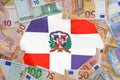 Flag Dominican Republic on the Euro banknotes background
