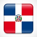 Flag of Dominican Republic. Square glossy badge