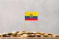 The Flag of Ecuador with Coins. Royalty Free Stock Photo