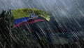 Flag of Ecuador with rain and dark clouds, hard times symbol - nature 3D rendering