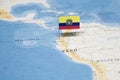 The Flag of ecuador in the world map Royalty Free Stock Photo