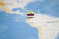 The Flag of ecuador in the world map Royalty Free Stock Photo