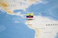 The Flag of ecuador in the world map Royalty Free Stock Photo