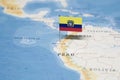 The Flag of ecuador in the world map Royalty Free Stock Photo