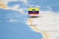 The Flag of ecuador in the world map Royalty Free Stock Photo