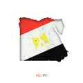 Flag of Egypt in the form of a map. Shadow. Isolated on white background. Signs and symbols. Design element.