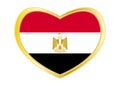 Flag of Egypt in heart shape, golden frame