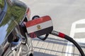 Flag of Egypte on the car`s fuel filler flap.