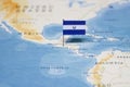 The Flag of el salvador in the world map
