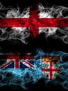 Flag of England, English and Fiji, Fijian countries with smoky effect