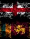 Flag of England, English and Sri Lanka countries with smoky effect