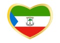 Flag of Equatorial Guinea in heart shape, golden