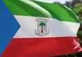 Flag of Equatorial Guinea waving in the wind. It features horizontal Royalty Free Stock Photo