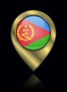 Flag of Eritrea. Vector Sign and Icon. Location Symbol Shape. Gold