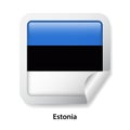 Flag of Estonia. Round glossy sticker