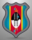 Flag of Eswatini. Vector Badge and Icon. Vertical Orientation Version