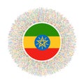 Flag of Ethiopia with colorful rays.