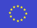 Flag of Europe with blue background. twelve yellow colour star around a circle.