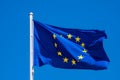 Flag of Europe with blue sky in Warnemuende, Germany Royalty Free Stock Photo