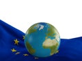 Flag of Europe with planet earth globe and world map. elements o Royalty Free Stock Photo