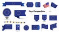 The flag of the European Union. Big set of icons and symbols. Royalty Free Stock Photo