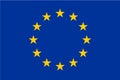 Flag of European Union, EU. Twelve gold stars on blue background. Official size and colors