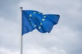 The flag of the European Union fluttering on wind. Royalty Free Stock Photo