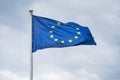 The flag of the European Union fluttering on wind. Royalty Free Stock Photo