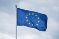 The flag of the European Union fluttering on wind. Royalty Free Stock Photo