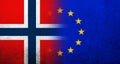 Flag of the European Union with Kingdom of Norway national flag. Grunge background