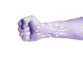 Flag of European Union painted on male hand with clenched a fist Royalty Free Stock Photo