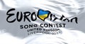 The Flag of the Eurovision Song Contest 2023 flying Royalty Free Stock Photo