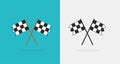 Flag finish icon of start race vector black white checkered crossed two isolated on white