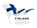 The flag of Finland hangs on a flagpole and flutters in the wind. Vector illustration isolated on white background Royalty Free Stock Photo
