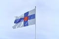 Flag of Finland with on a white flagpole Royalty Free Stock Photo