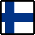 Flag of Finnish in the shape of square with contrasting contour, social media communication sign